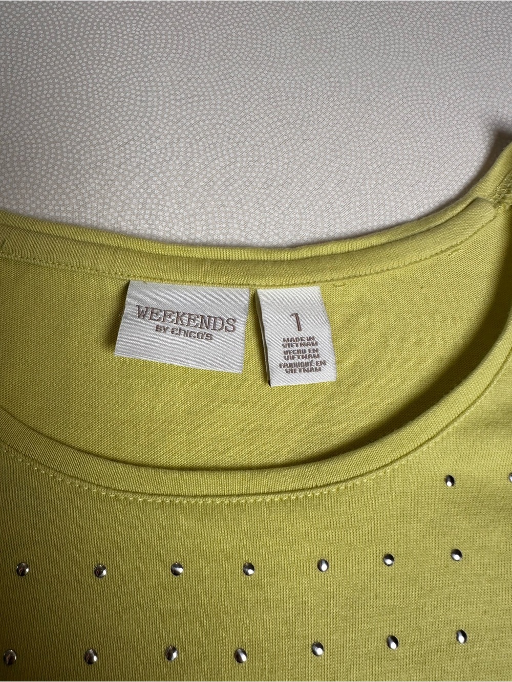 Weekends by Chico’s Women’s Size 1 Lime Rhinestone Sleeveless Tank Top - Picture 5 of 9